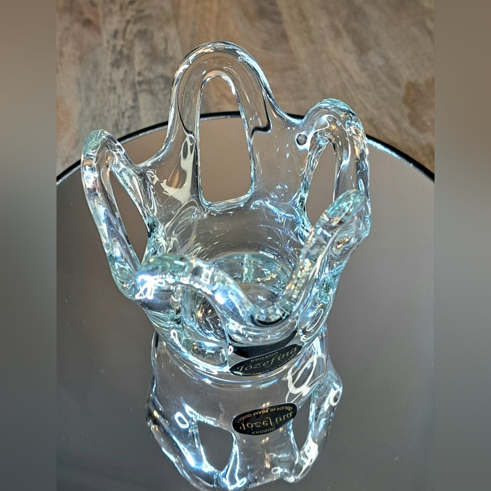Jozefina Krosno Clear Glass Art Candle Holder or Decorative Vase - Picture 5 of 9